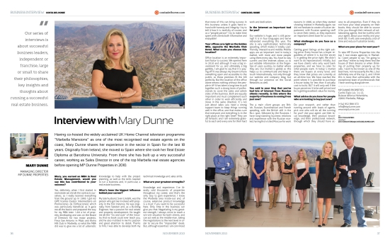 Интервью Мэри Данн для газеты Costa del HOME.