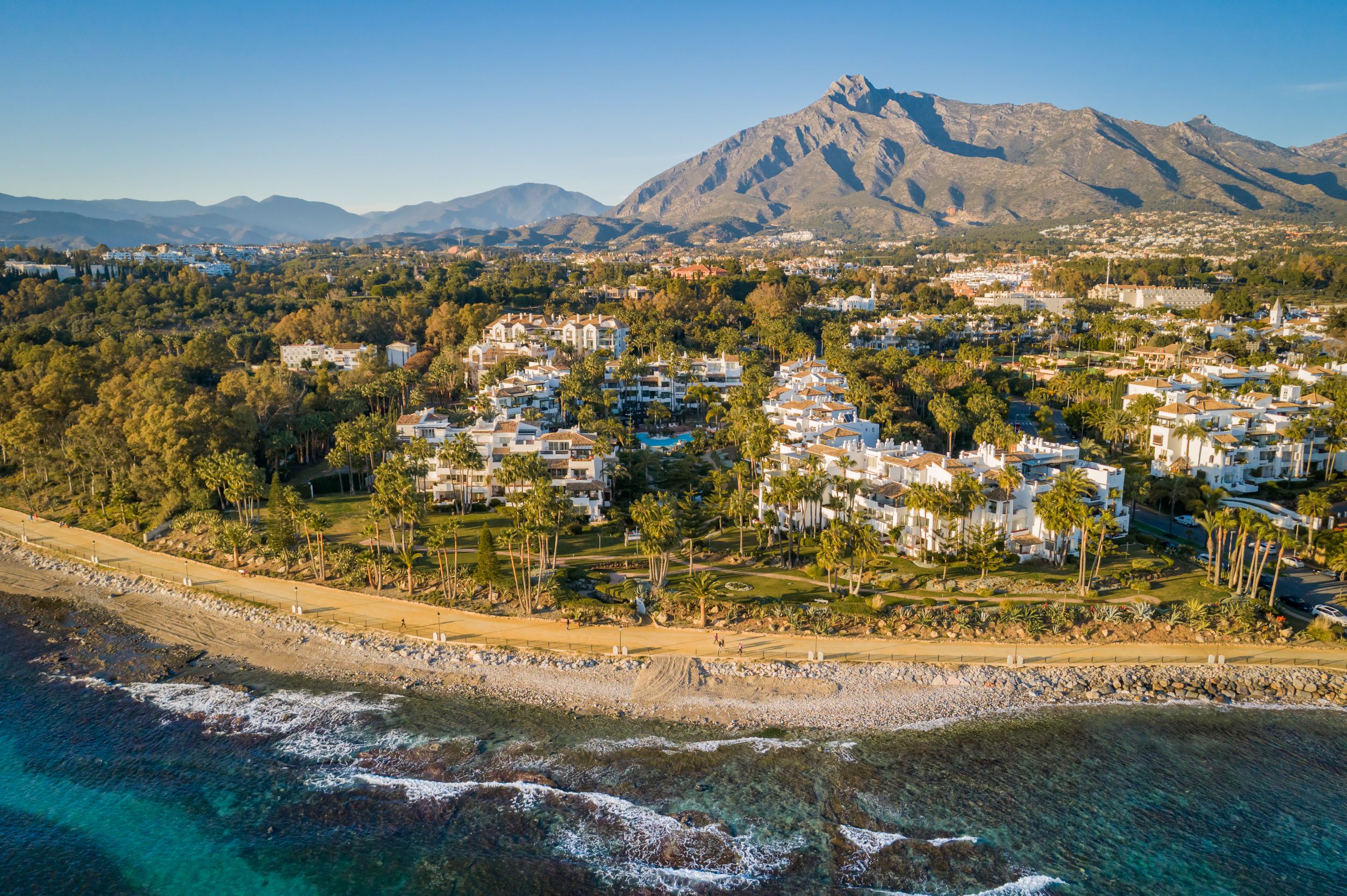 Luxury hotels on the Golden Mile Marbella 2026 with beach clubs and sea views